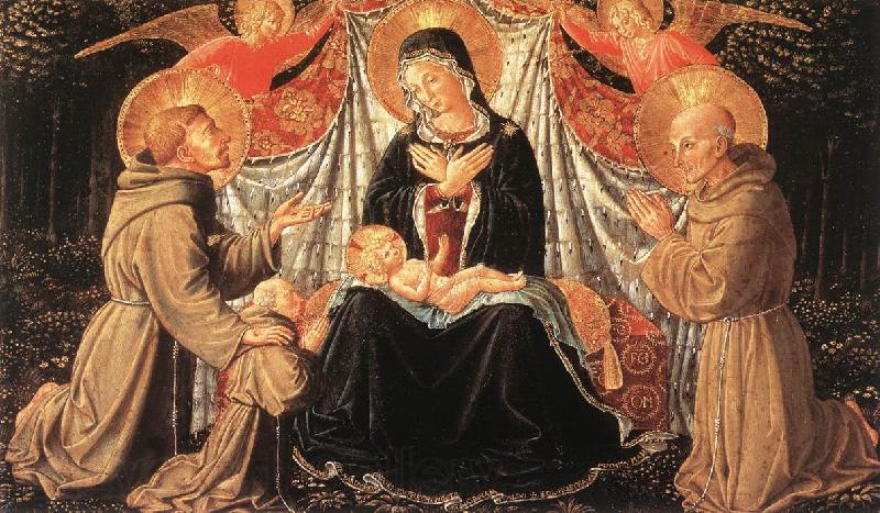 GOZZOLI, Benozzo Madonna and Child with Sts Francis and Bernardine, and Fra Jacopo dfg Spain oil painting art